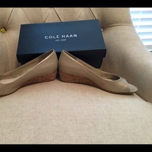Cole Haan Soft Gold Metallic Wedges